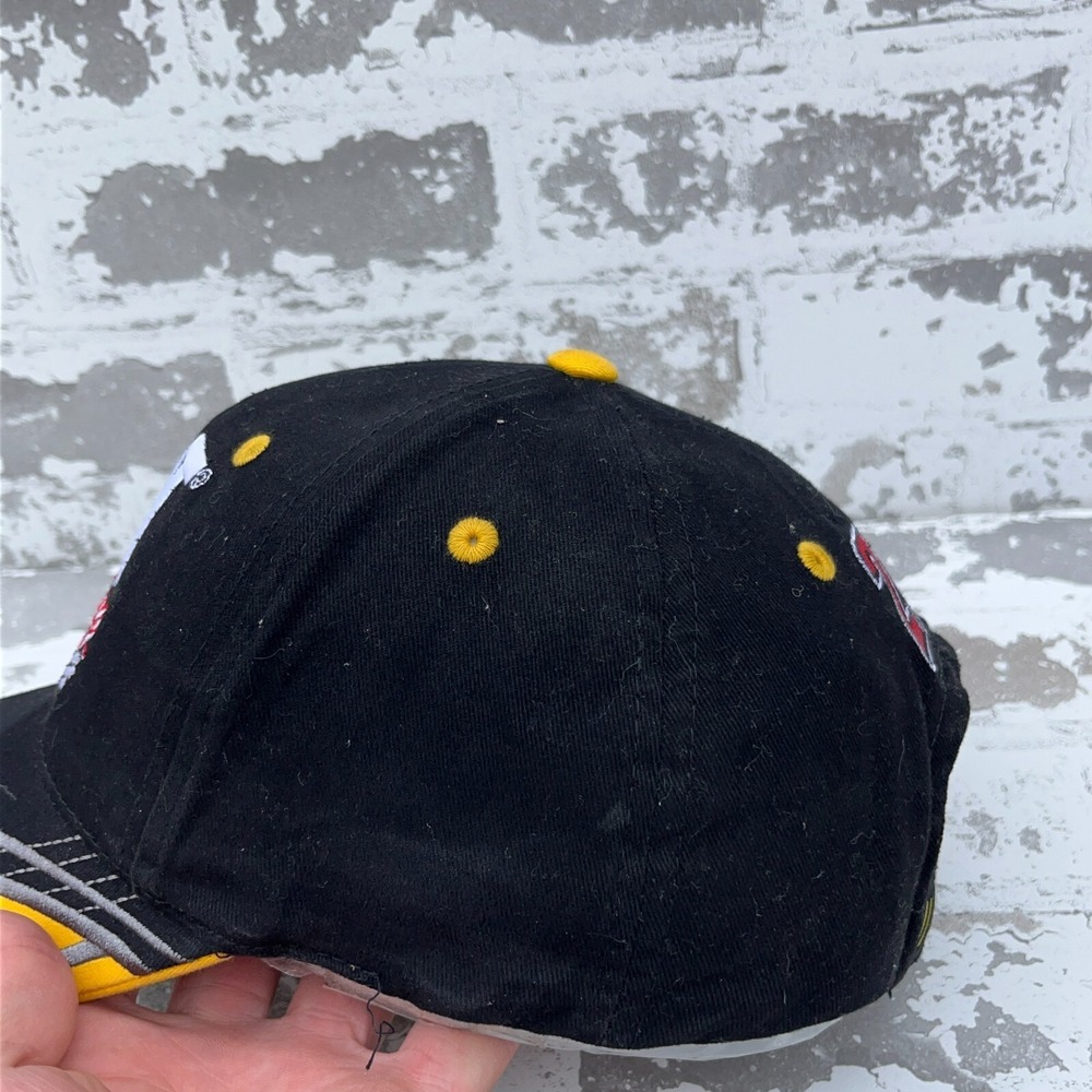 Vintage Nascar Hat Cap Strap Back Black Yellow CAT Racing Caterpillar Y2K 00s - Picture 6 of 10